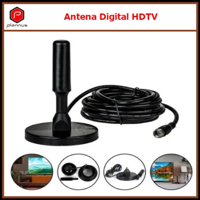 Antena Digital Interna/Externa para Smart TV cabo com 5m base Imã HDTV/UHF/VHF z272 - Foto 3