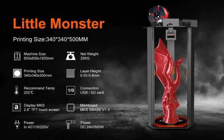 Little Monster 3D Printer (340*500mm) impressora 3D