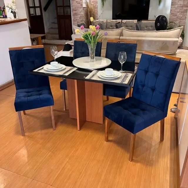 sala mesa de jantar 4 cadeiras tampo de vidro - Foto 3