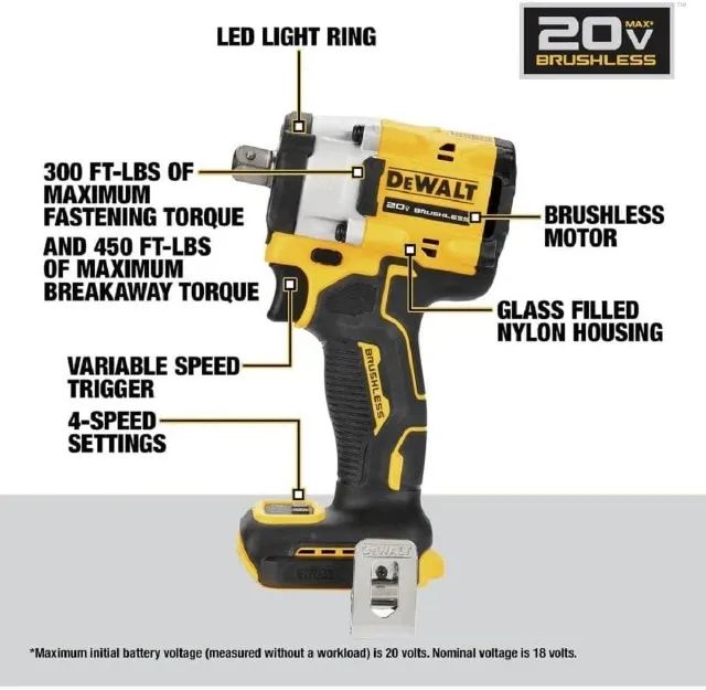 Chave de Impacto Compacta 1/2" Dewalt 20V Max Atomic - Foto 2