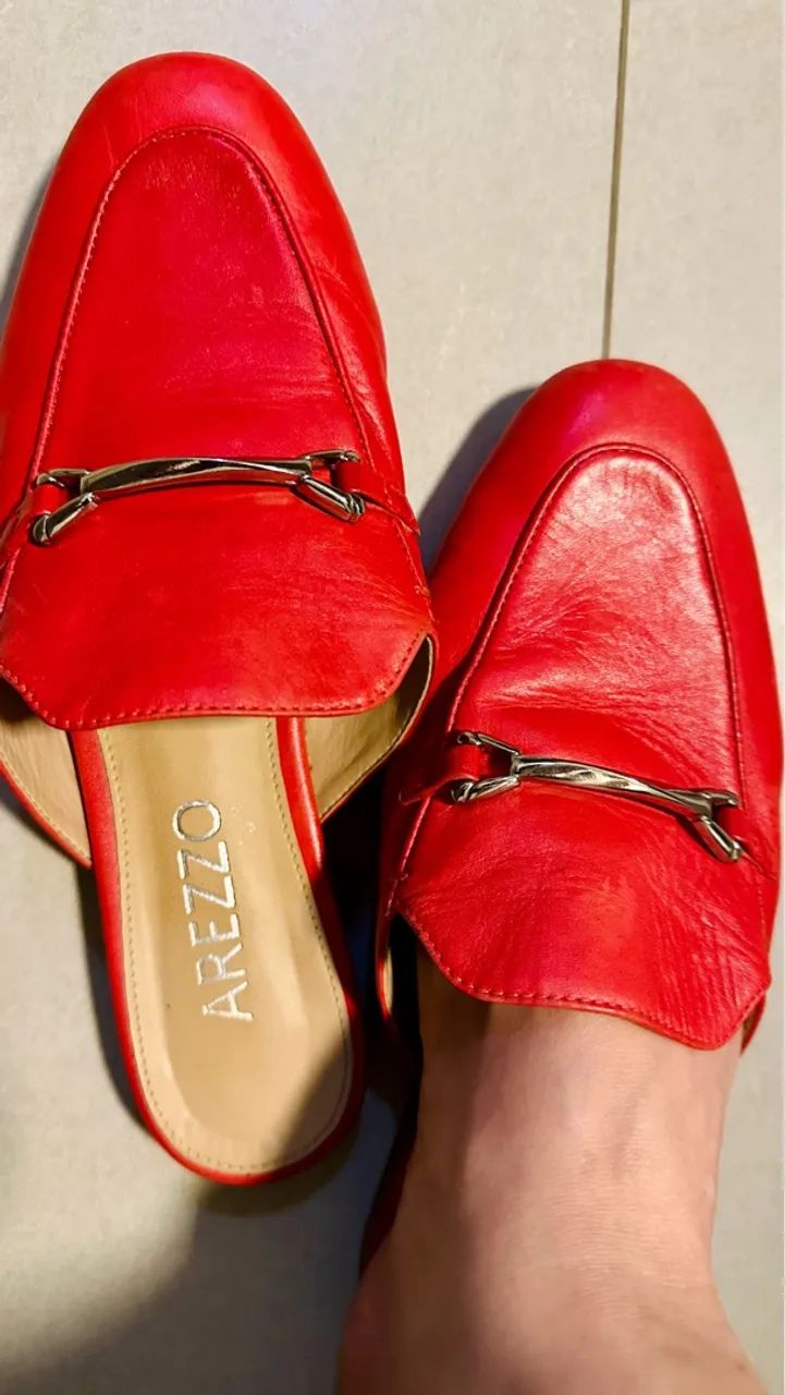 Mule Arezzo vermelho couro  - Foto 4