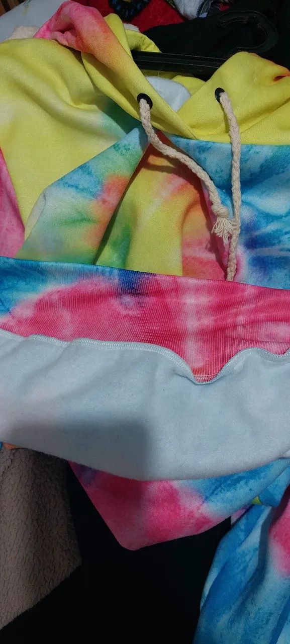 Moletom Casaco Tie Dye Flanelado - Tamanho  G - Foto 4
