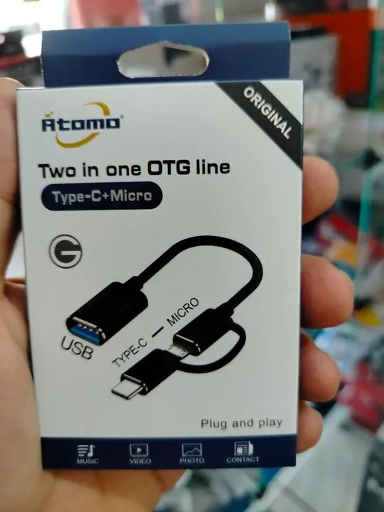 Cabo OTG 2 em 1 Tipo C + Micro USB