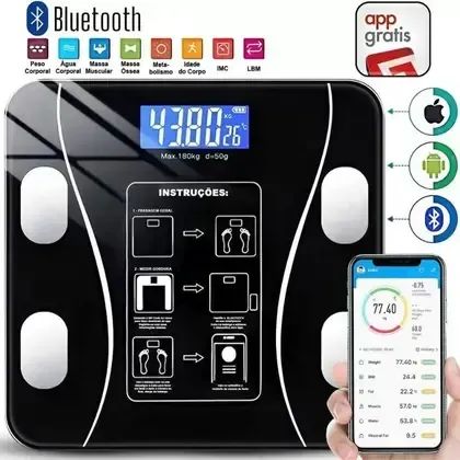 Balança Corporal Bioimpedância Profissional Bluetooth até 180kg