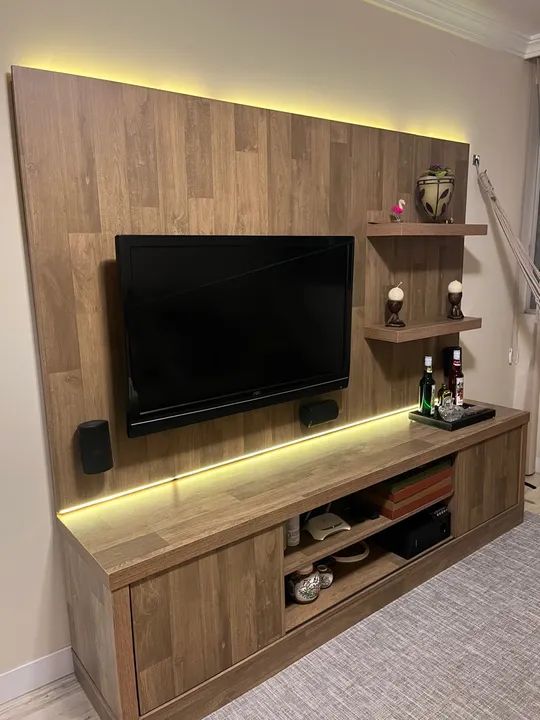 *Rack Moderno em MDP com Fita LED Neon!*