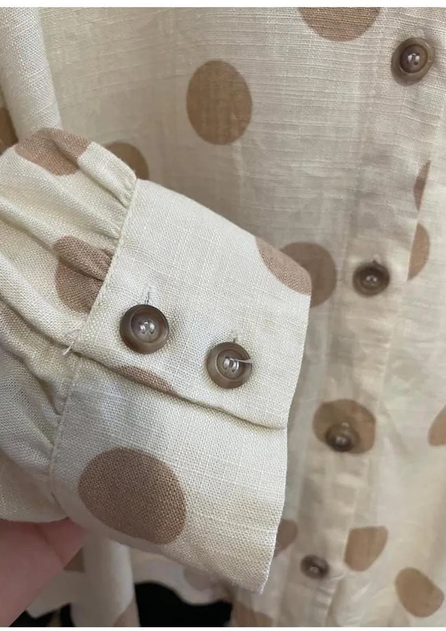 Camisa Zara Poá Bege Feminina - Foto 3