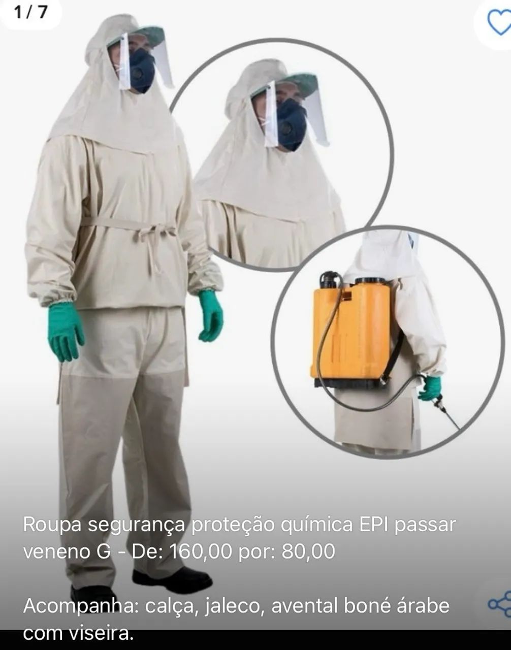 Roupa de segurança para proteção química EPI