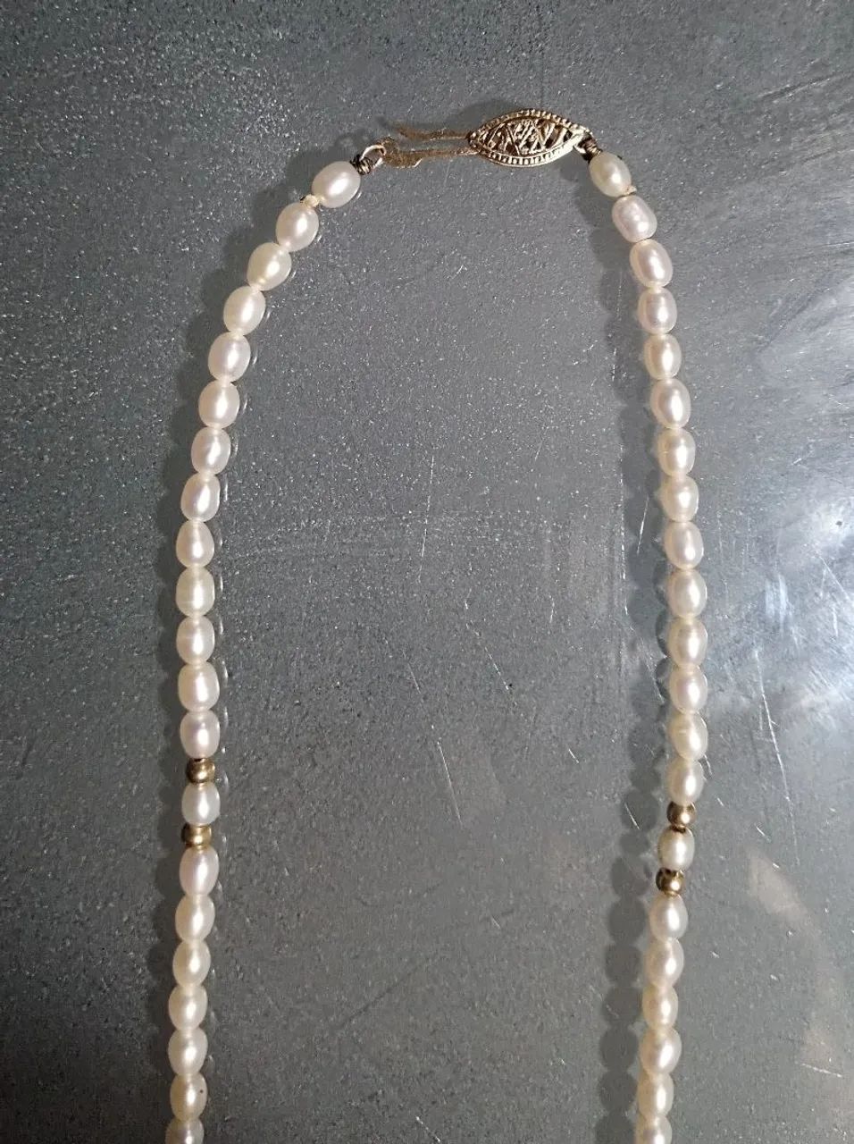 Colar de Pérolas Com Fecho Em Ouro 14k 585 Tamanho 40cm + Pulseira  - Foto 4