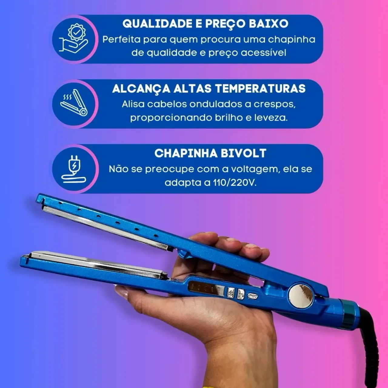 Prancha Alisadora Profissional para Cabelos Lisos e Sedosos - Foto 3
