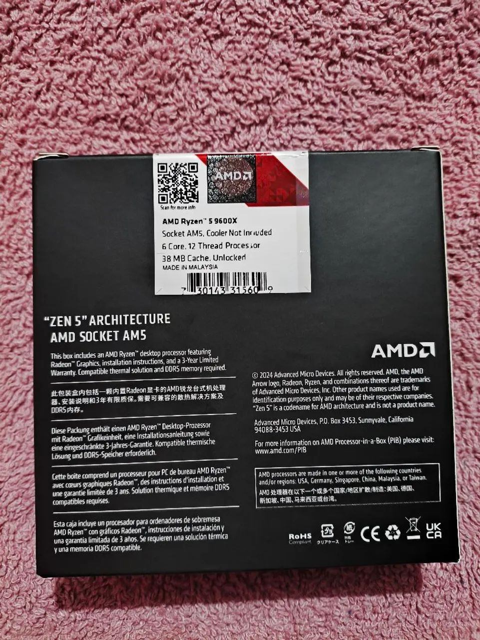 Processador AMD Ryzen 5 9600x Novo Lacrado. 64312423918978123
