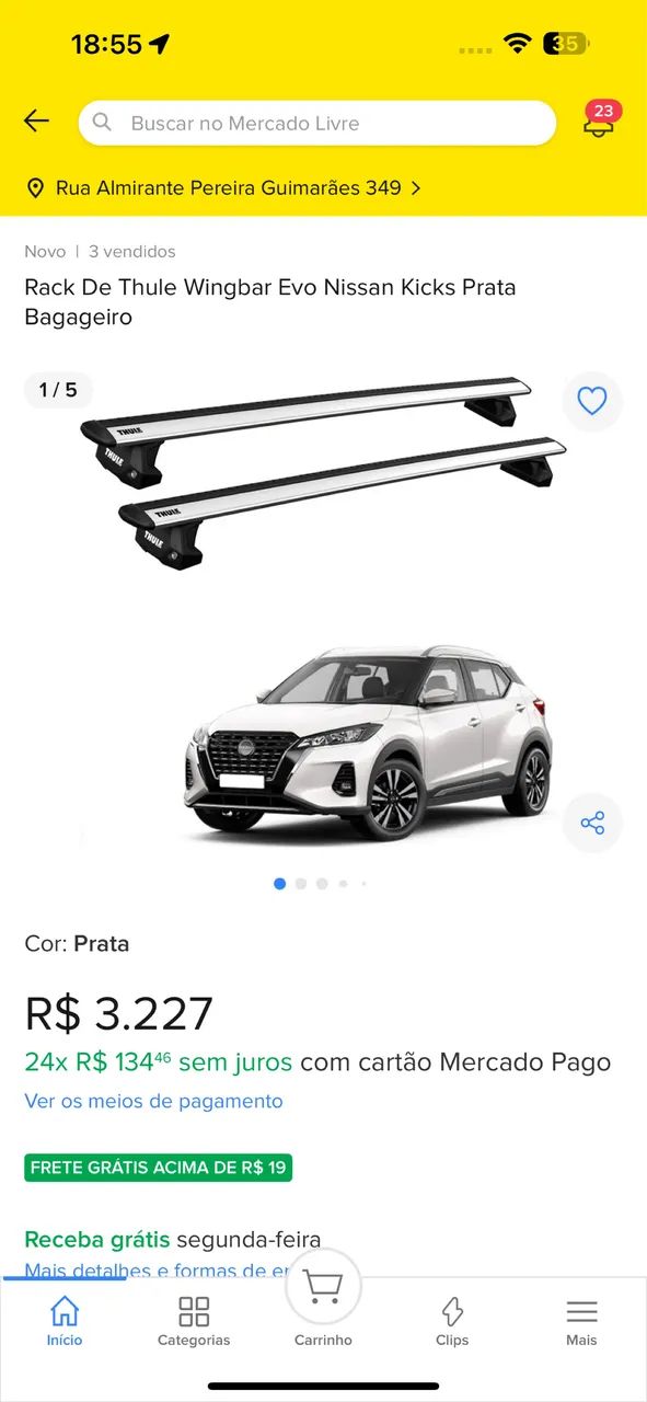 Rack Thule Nissan Kicks - Desapego no estado