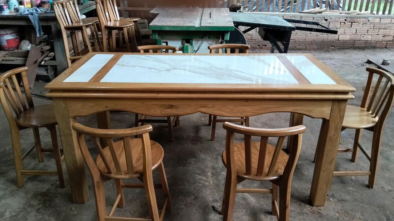 mesa de 6 cadeiras de madeira freijó  - Foto 4