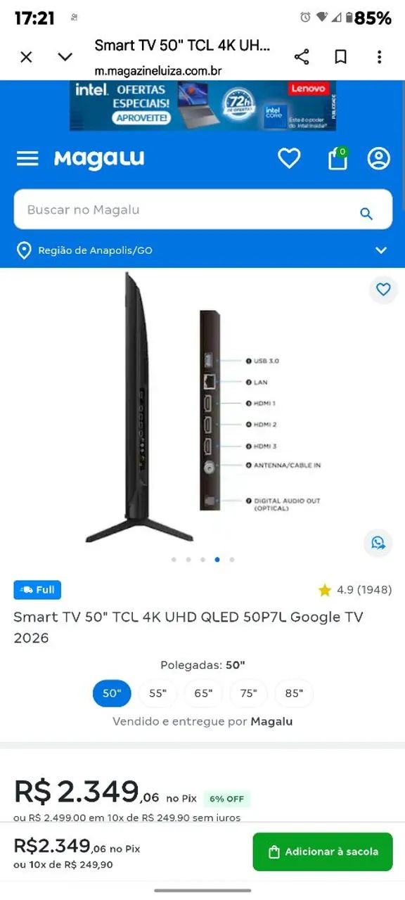 TV NOVA TCL QLED 50 POLEGADAS NA GARANTIA - Foto 2