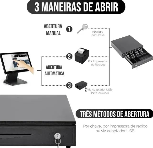 Caixa Registradora Automática e Manual com Gaveta de Dinheiro e Trava de Segurança - Foto 4