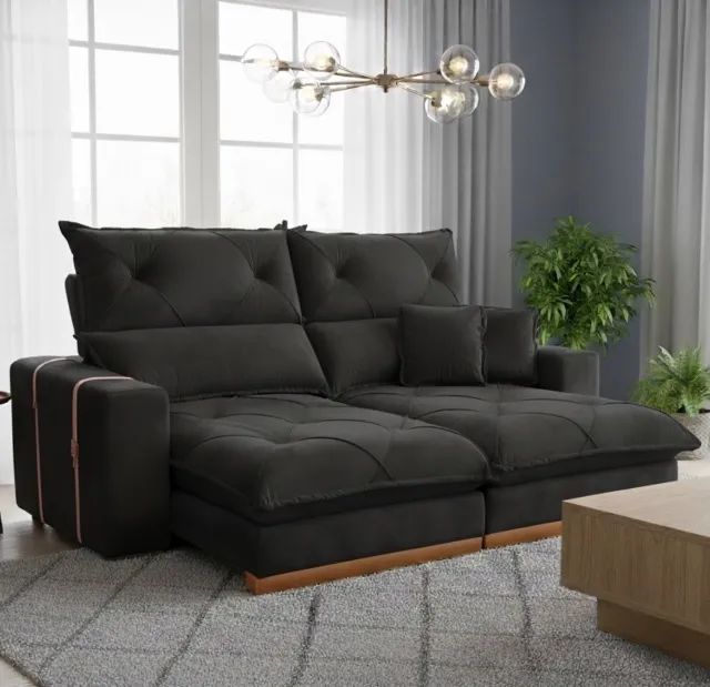 Sofá Retrátil Preto Lux Comfort 2,30 m - Foto 3