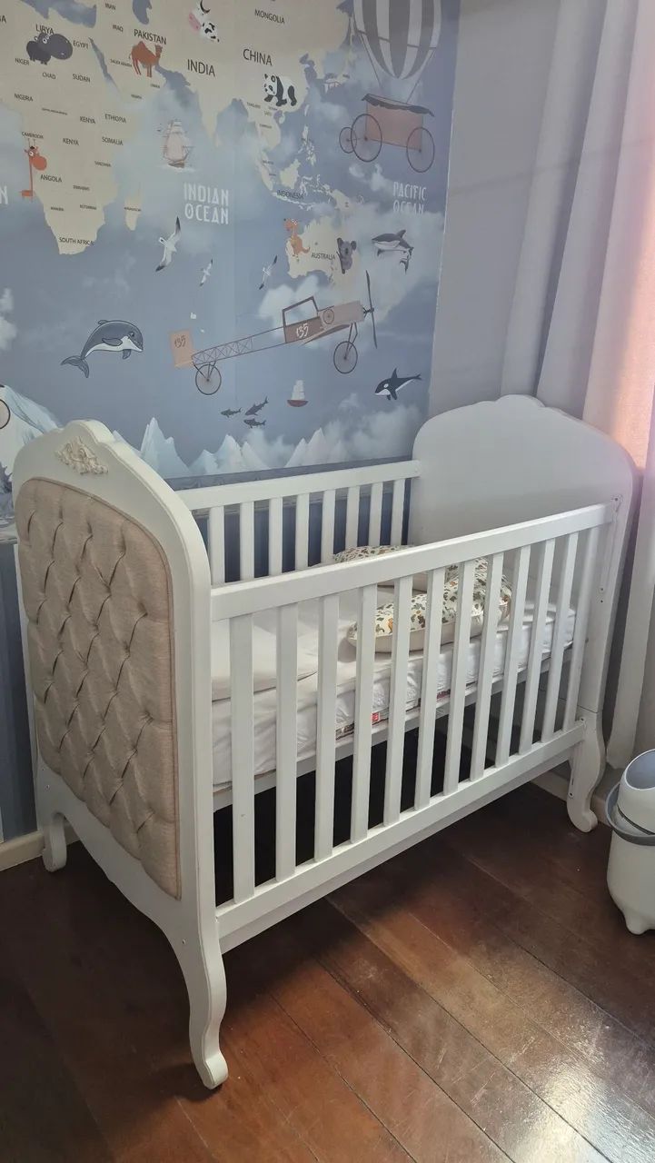Berço estilo provençal branco com linho  - Foto 2