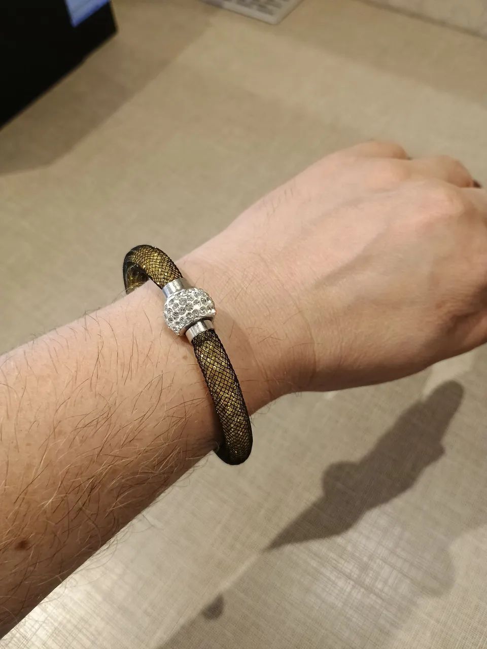 Pulseira com cristais dourados e strass | estilo Swarovski