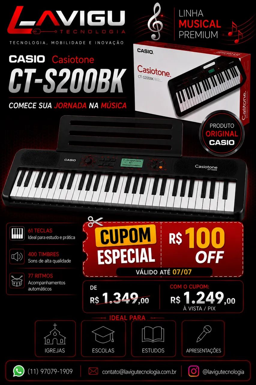 Teclado Casio CT - S 200 BK