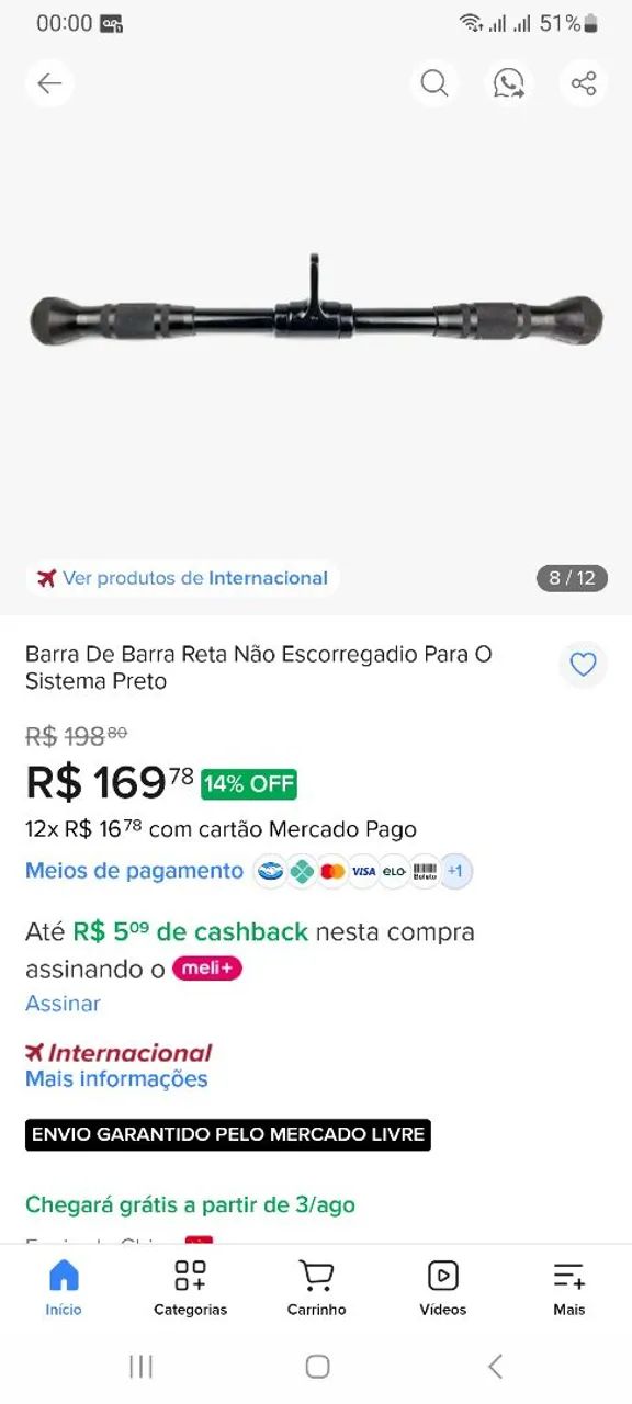 Barra reta maciça pra treino de bicps e tríceps  - Foto 4