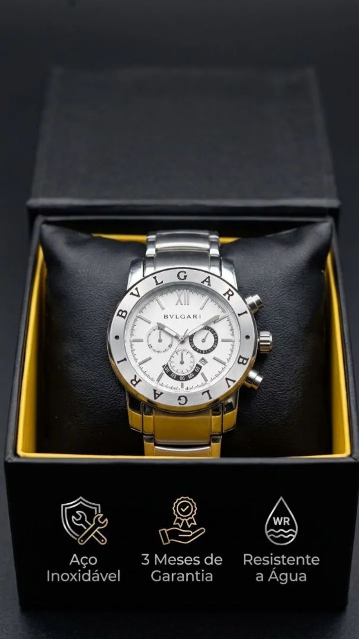 Relógio bvlgari prata zerado na caixa 