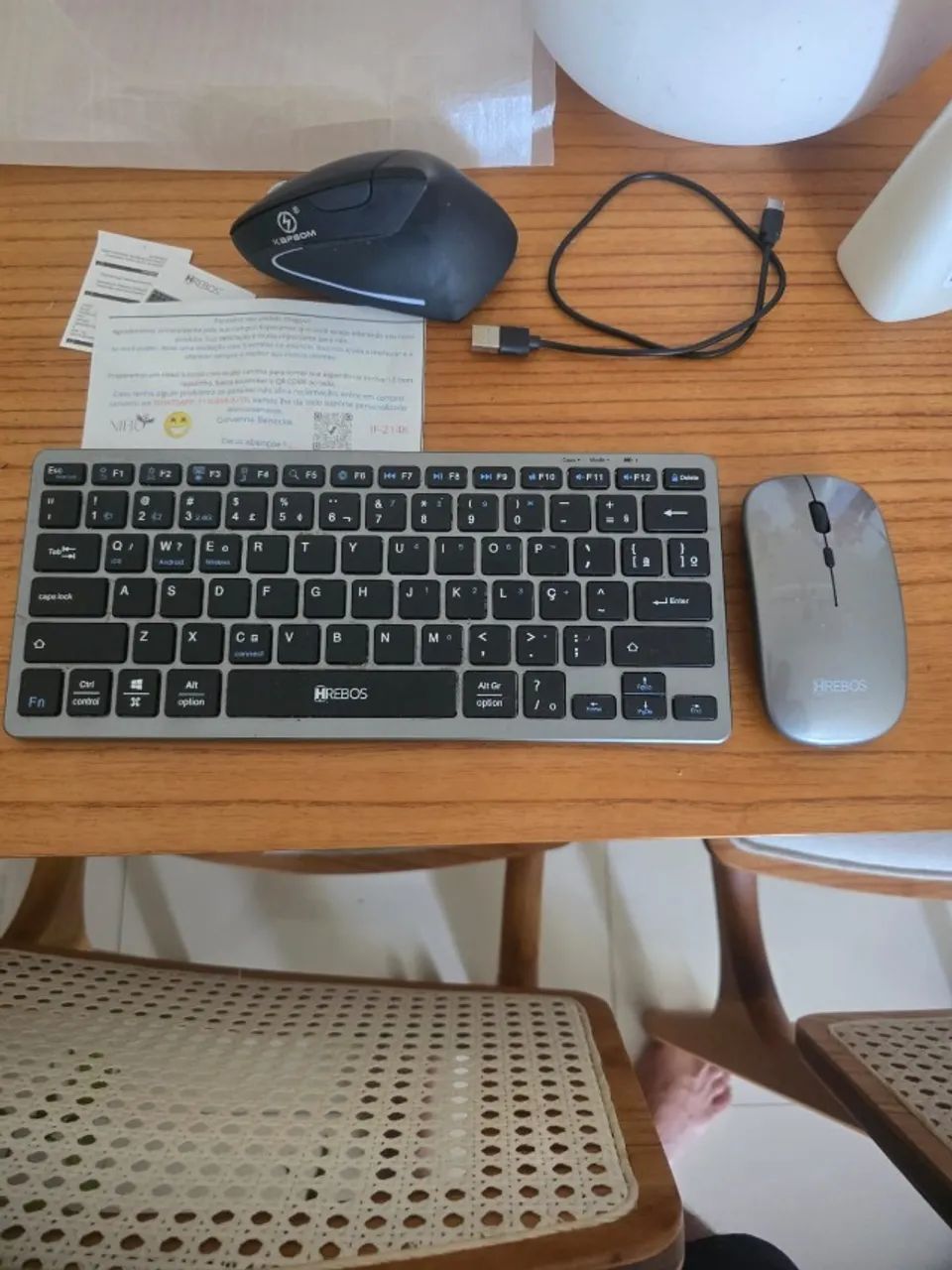 Kit Teclado e Mouse Wireless Hrebos (Recarregável/Slim) 