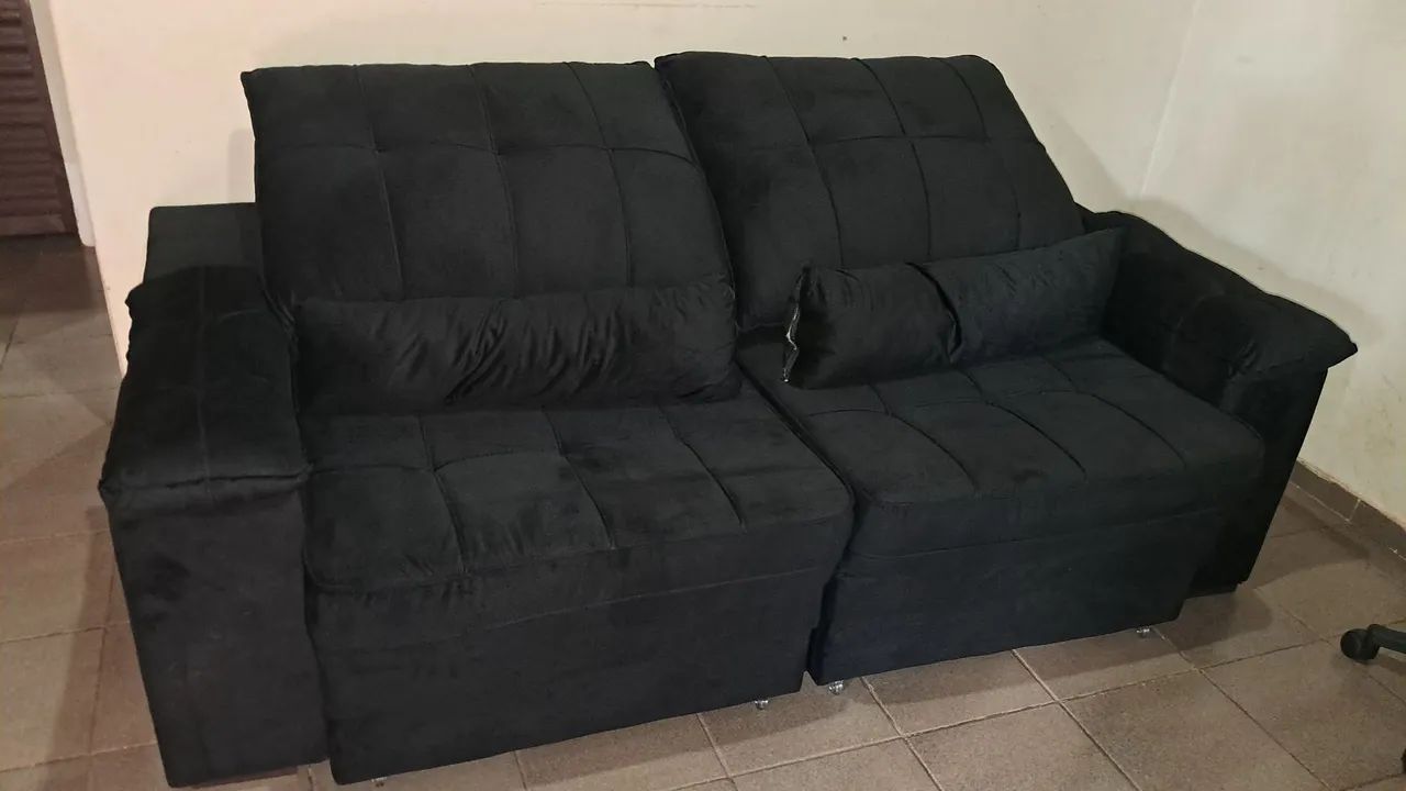 Sofá Retrátil Preto  - Foto 4