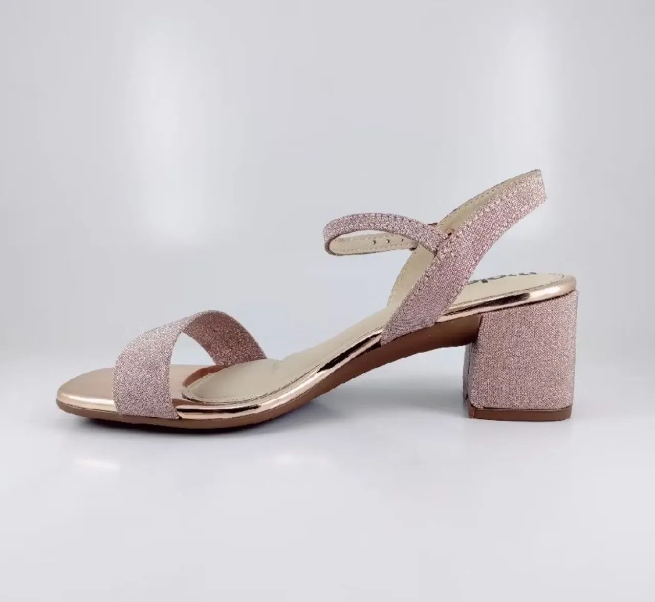 Sandália bloco glitter rosé moleca (tamanho 37) - Foto 2