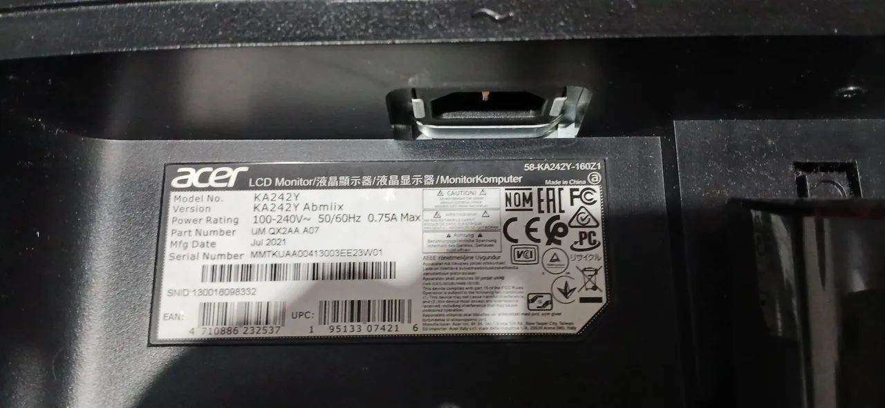 Monitor acer 24 polegadas 75 Hz