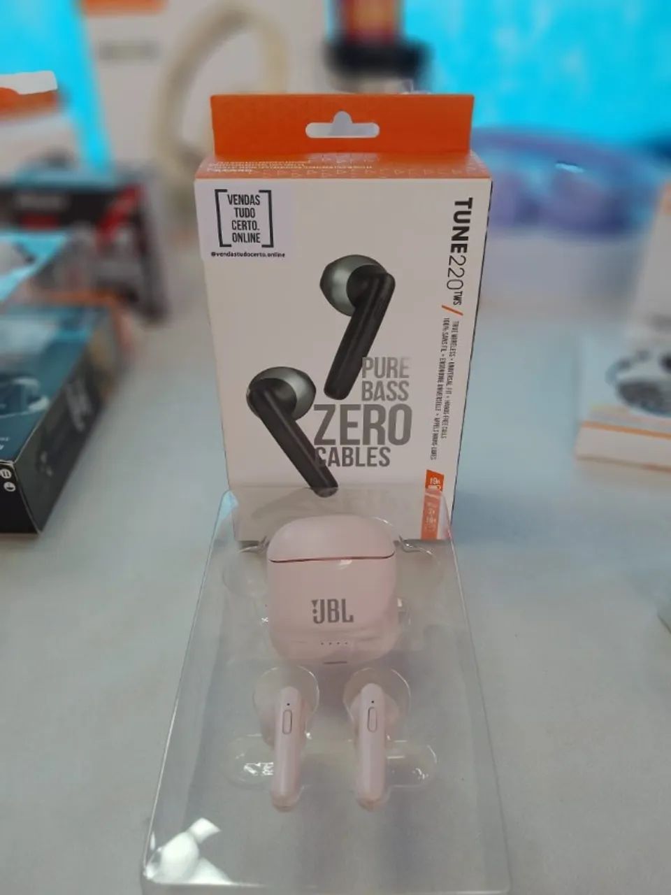 fones de ouvido bluetooth tws (True Wireless Stereo) branco e rosa - Foto 3