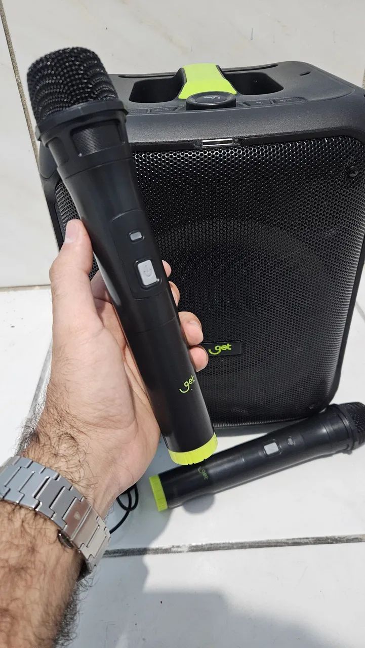 Caixa de som GET CUBE 2 com 2 Microfones 