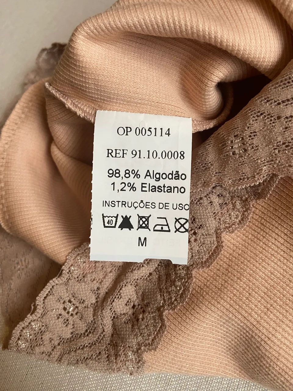 Acuo bege íntima algodão nova com etiquette M  - Foto 2