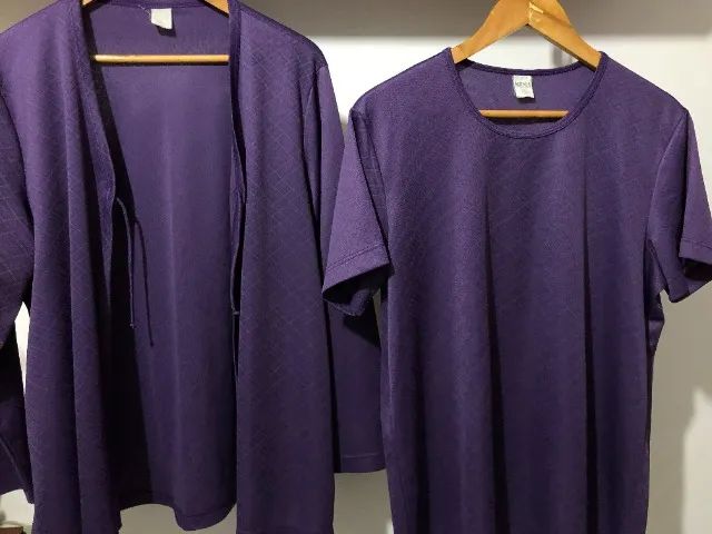 Conjunto Usado Roxo Escuro Plus Size Blusa e Casaco Moda Feminina - Foto 3