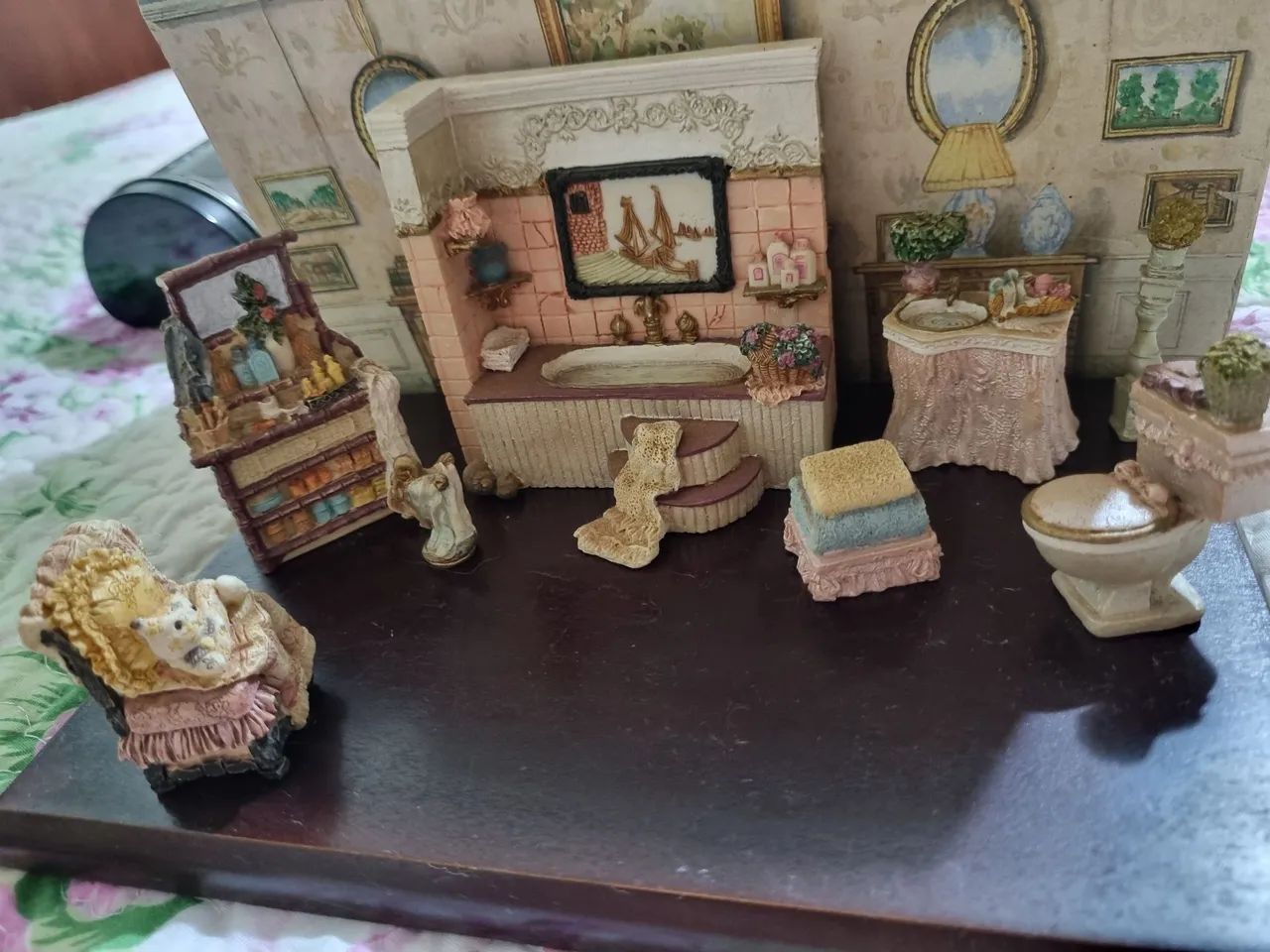 Miniatura banheiro resina vintage