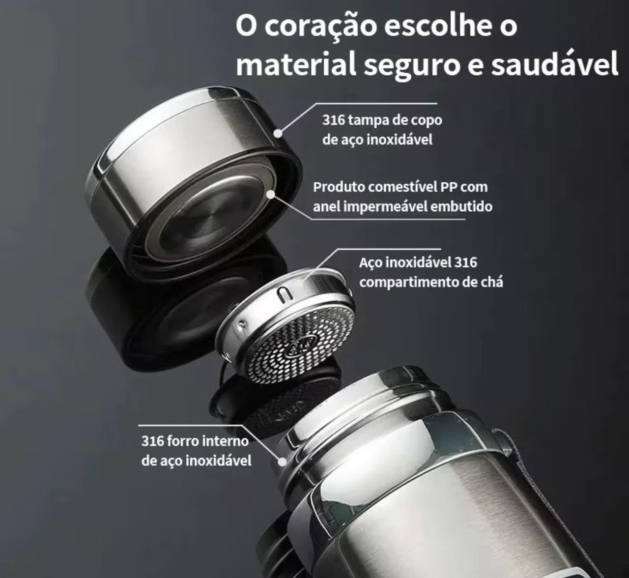 Garrafa Termina Inox 1000 ml - Foto 3