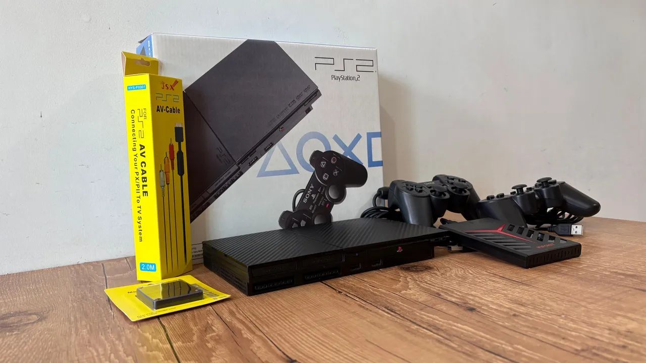 Ps2 com dois controles e HD com jogos  - Foto 3