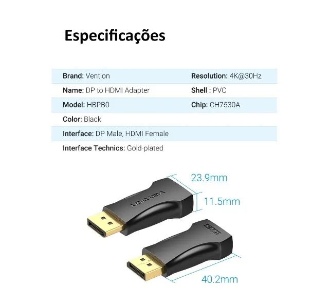Adaptador DisplayPort para HDMI 4k 60hz/ 1080p - Foto 6