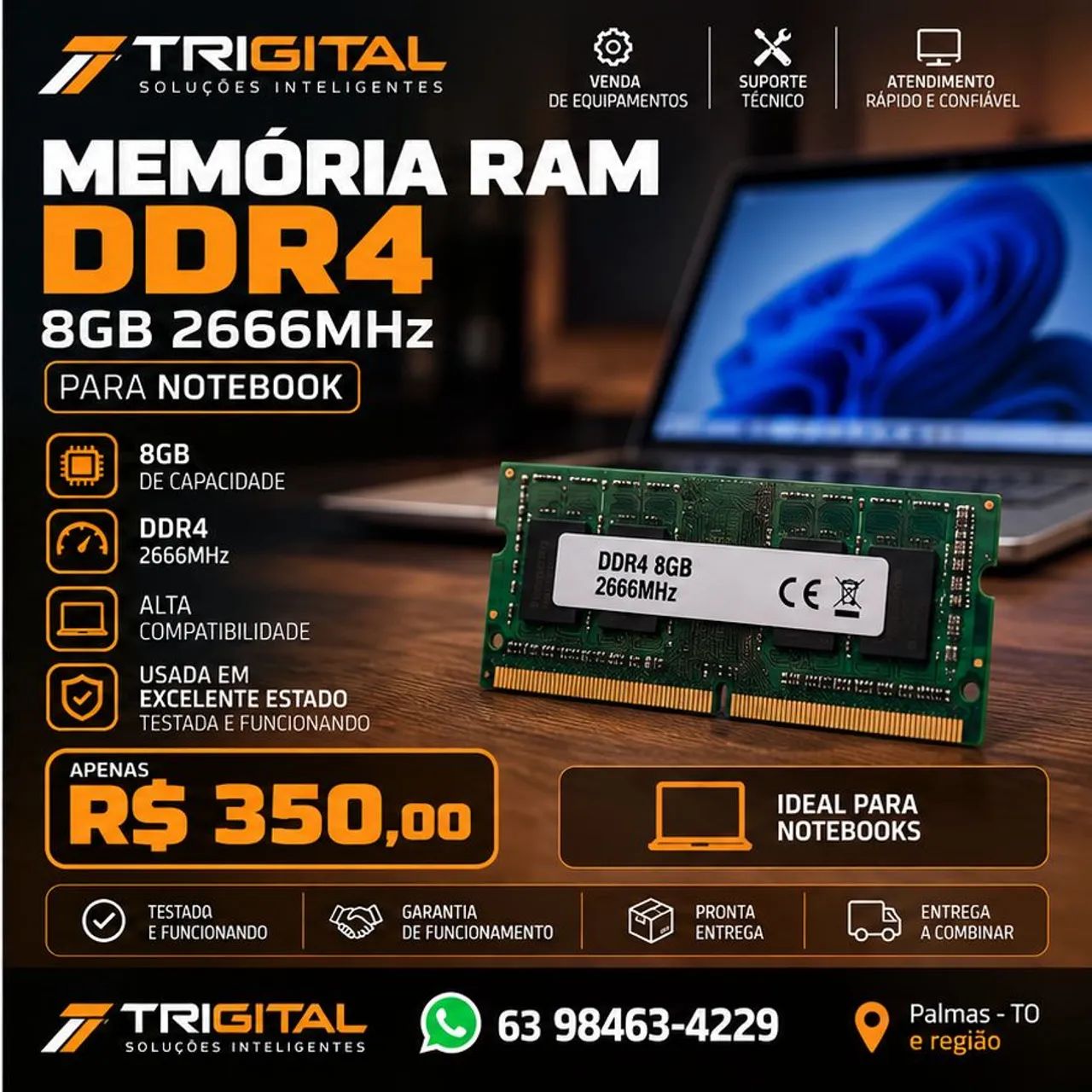Memória 8GB p/ notebook 