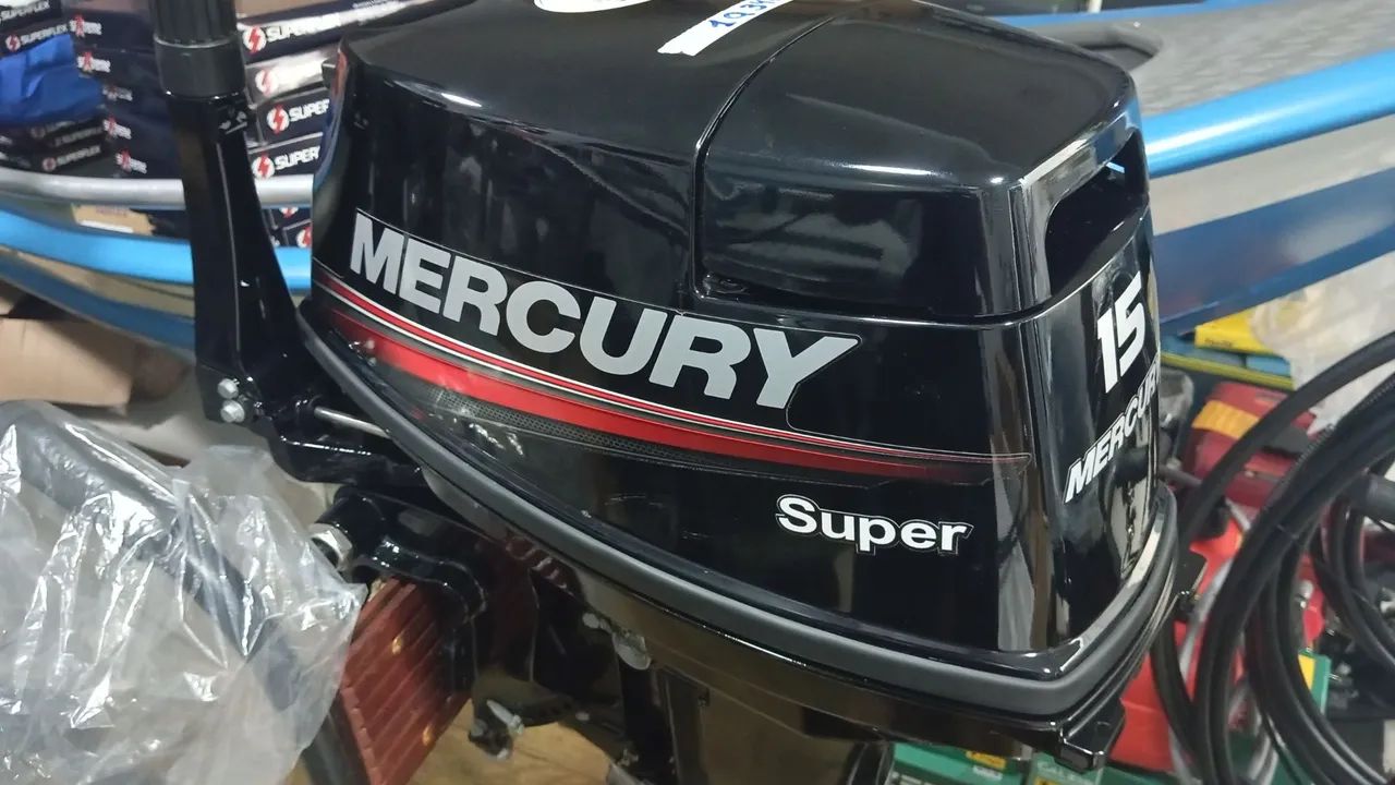 Motor de popa Mercury 2T 15HP Super (transformado 18HP) - 12 horas de uso / 3 meses
