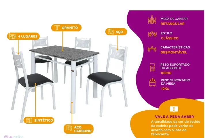 Conjuntos de Mesa e Cadeira *Novos - Foto 2