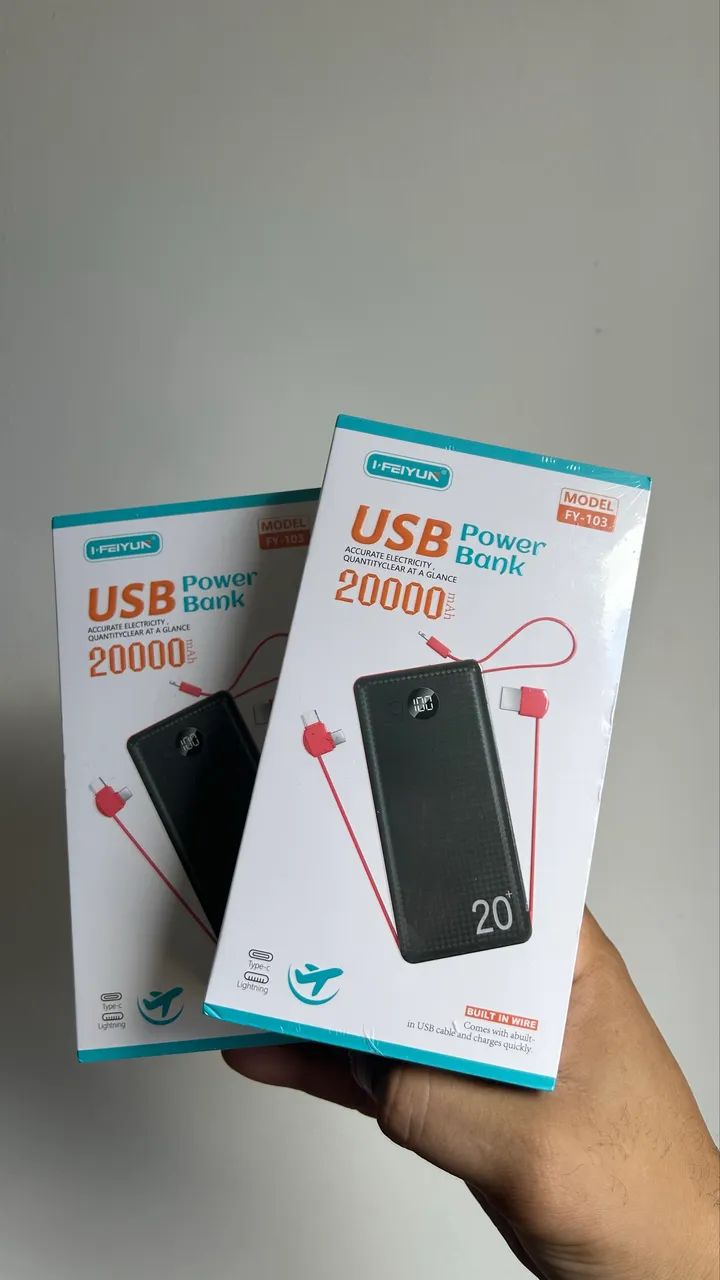 Power Bank com cabos 20000 mAh  - Foto 3