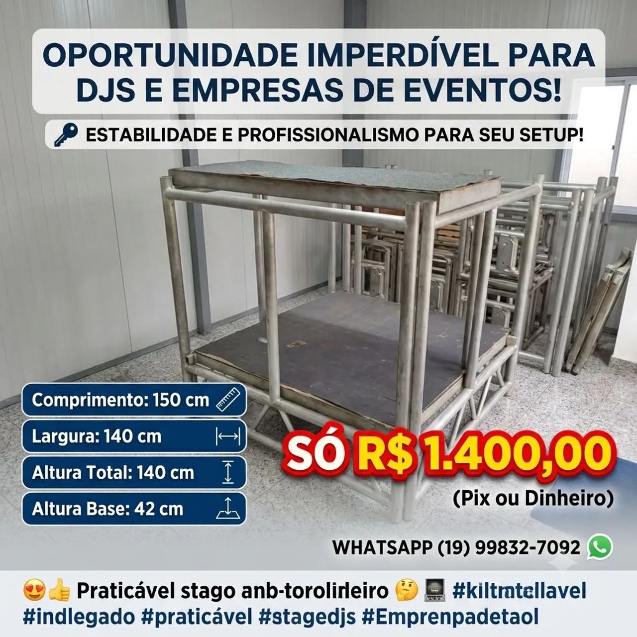 Práticavel para DJ som e iluminação 