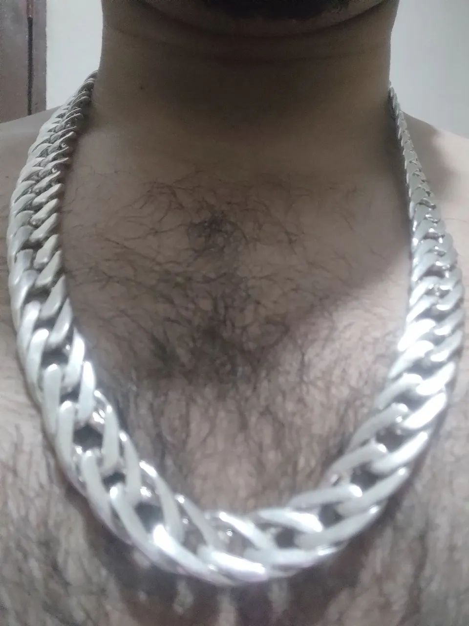 Cordão de prata legítima Pesada grossa maciça 70cm