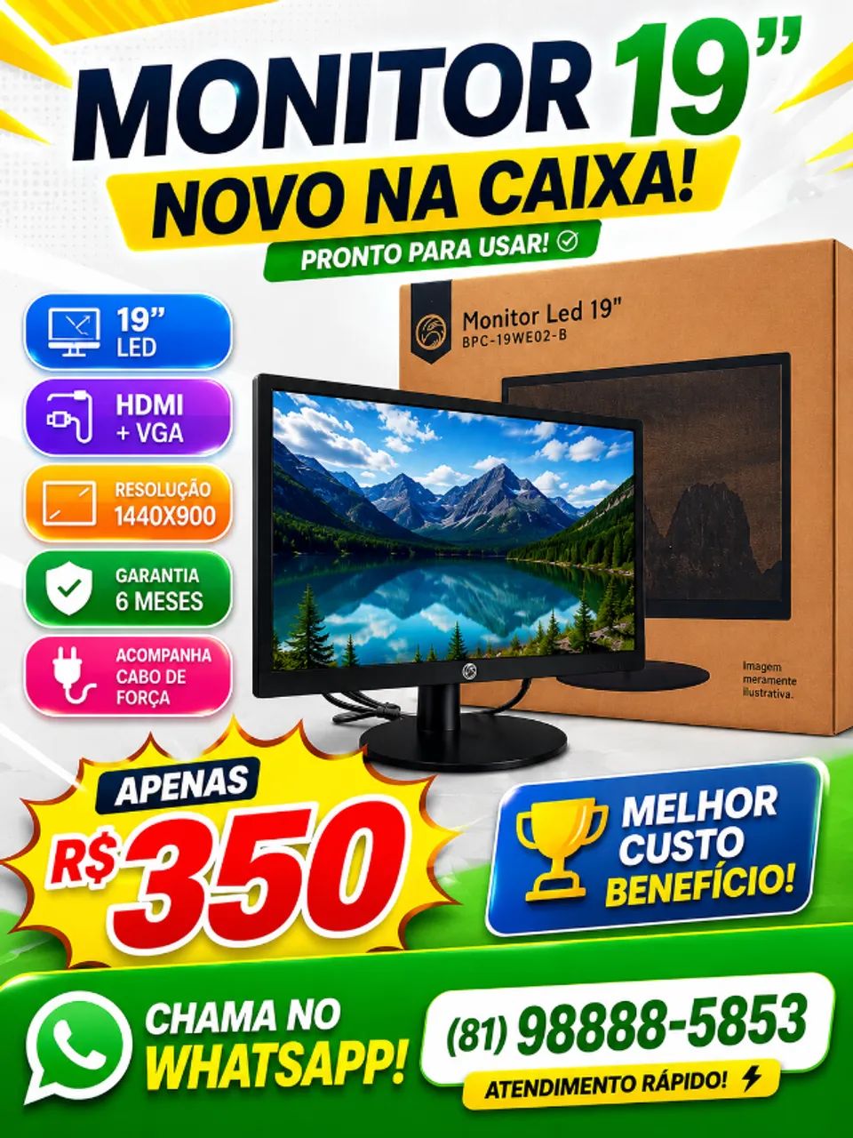 Monitor 19 polegadas novo na caixa  - Foto 2