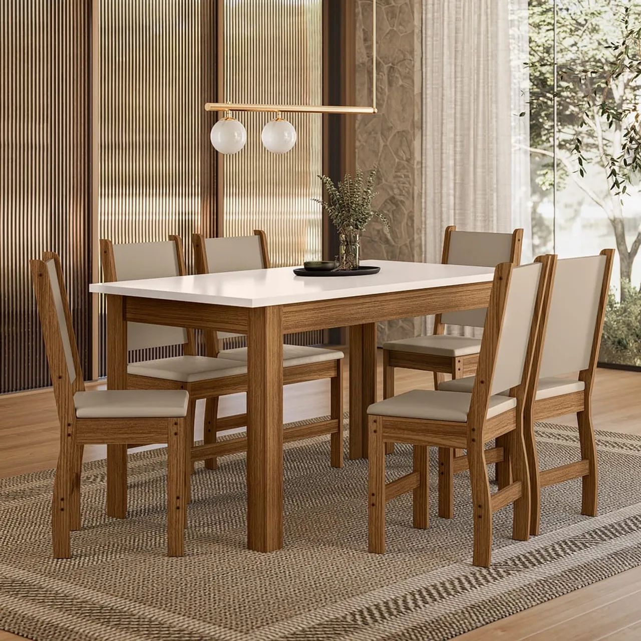 Mesa de Jantar Bellagio Poliman 06 Cadeiras - Entrega Imediata;