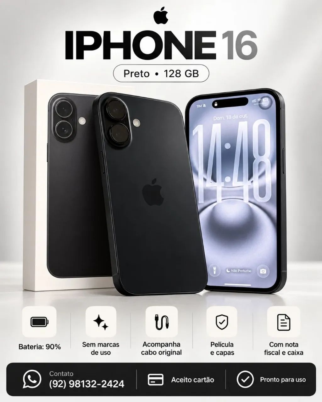 Iphone 16 128gb Preto - Foto 2