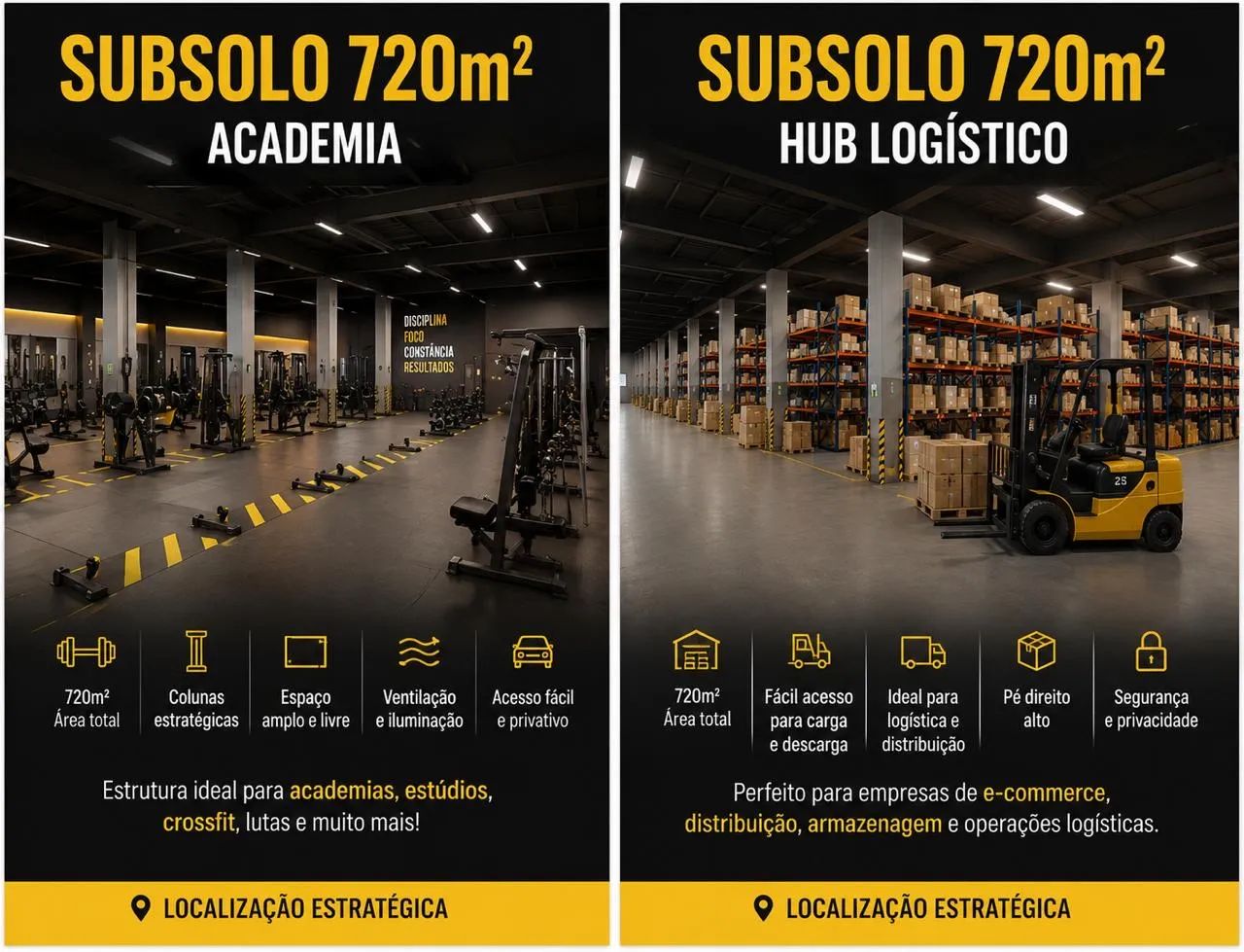OPORTUNIDADE EXCLUSIVA - SUBSOLO COMERCIAL DE 722 m² NO RECANTO DAS EMAS