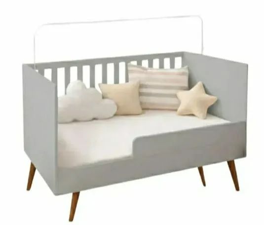 Berço/cama infantil cinza com colchão e travesseiro antirefluxo - Foto 2