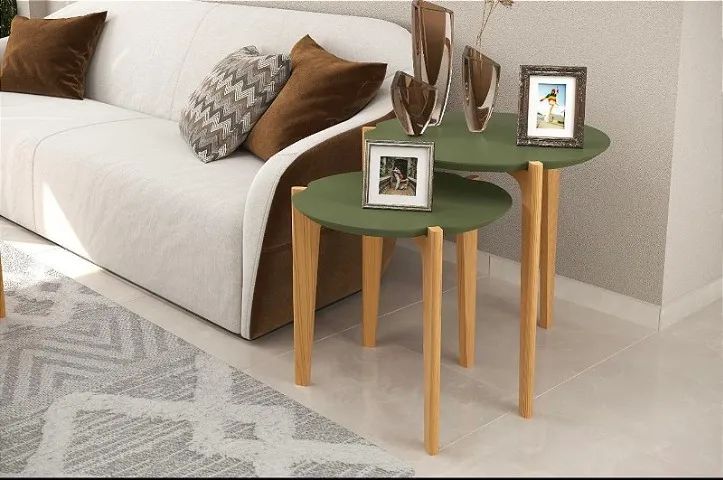 CONJUNTO MESA LATERAL - PÈS EM MADEIRA - Foto 2