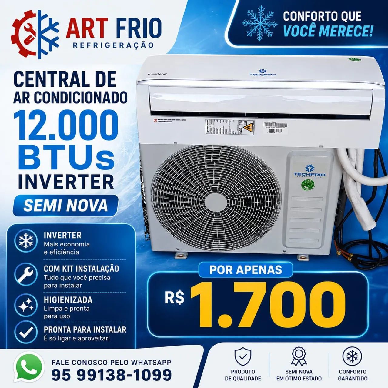 Central inverter 12 mil BTUs techfrio  - Foto 3