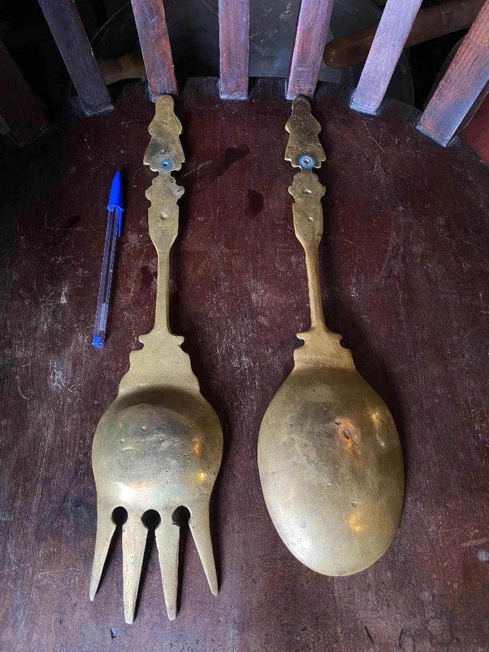 Conjunto colher e garfo em bronze holandês (ref:339) - Foto 2